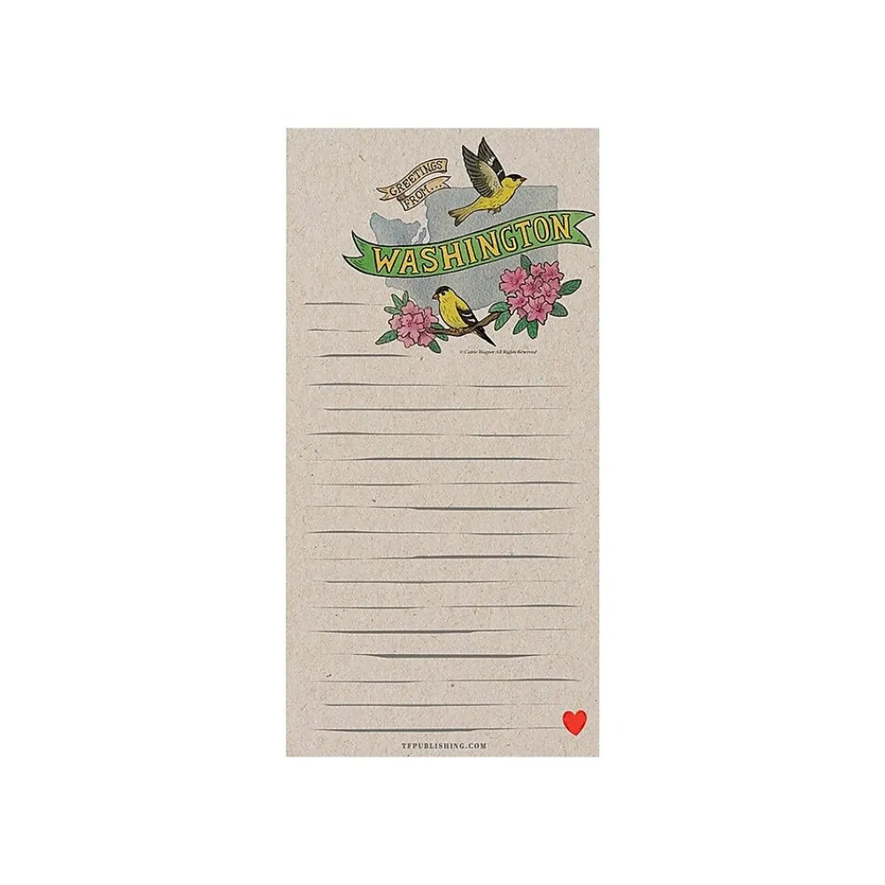 Notepads|TF Publishing Washington Memo Pad, 4" x 8", Lined, Kraft, 52 Sheets/Pad, 1 Pad/Pack (99-WASHMP)