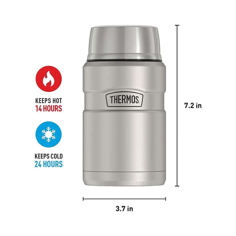 Lunch Totes & Water Bottles|Thermos King Food Jar, Black/Silver, 24 Oz. (SK3020MSDB4)