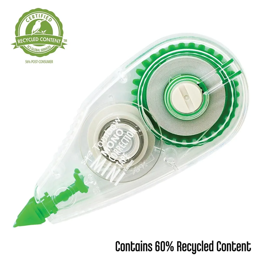 Correction & White-Out|Tombow MONO Mini Correction Tape, White, 10/Pack (68722)