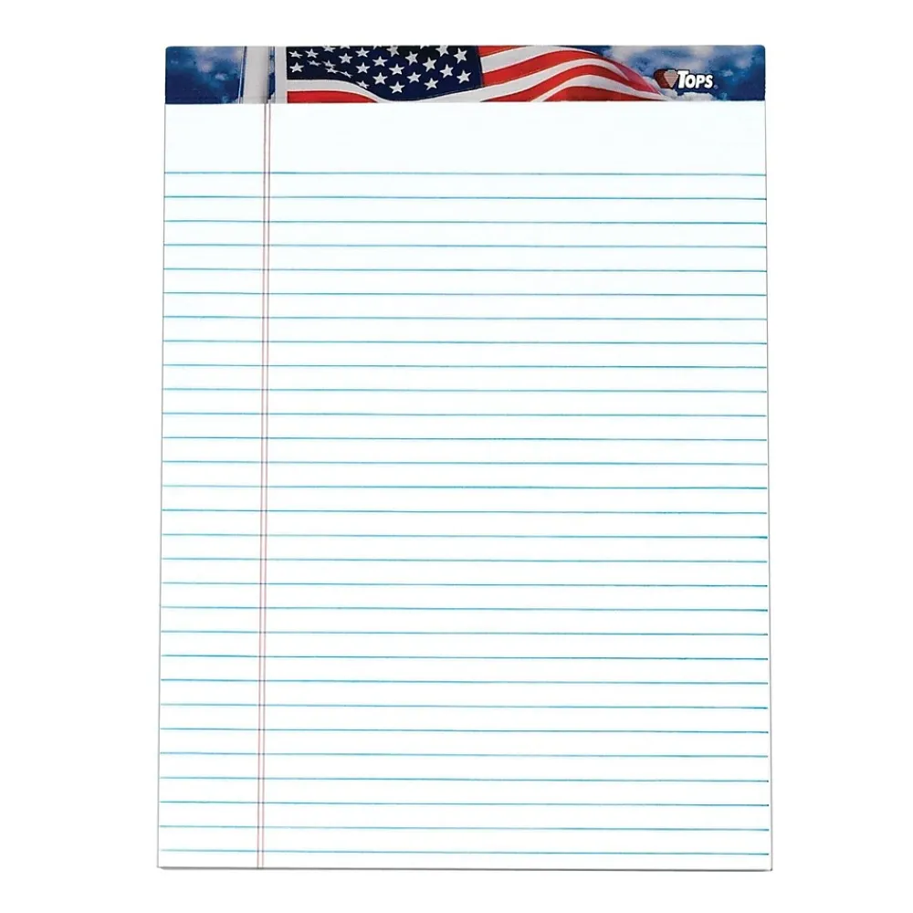 Notepads|TOPS American Pride Notepads, 8.5" x 11.75", Wide, White, 50 Sheets/Pad, 12 Pads/Pack (TOP 75111)