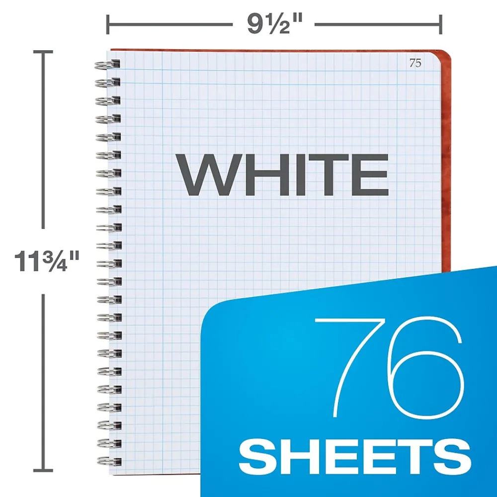 Notebooks|TOPS Computation Notebooks, 9.5" x 11.75", Graph Ruled, 76 Sheets, Red (35061)