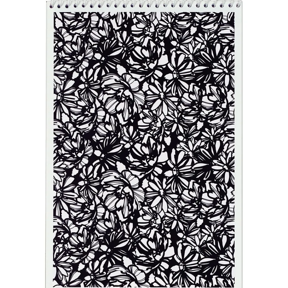 Notepads|TOPS Designer Steno Pads, 6" x 9", Gregg Ruled, Black/White, 80 Sheets/Pad, 6 Pads/Pack (80230)