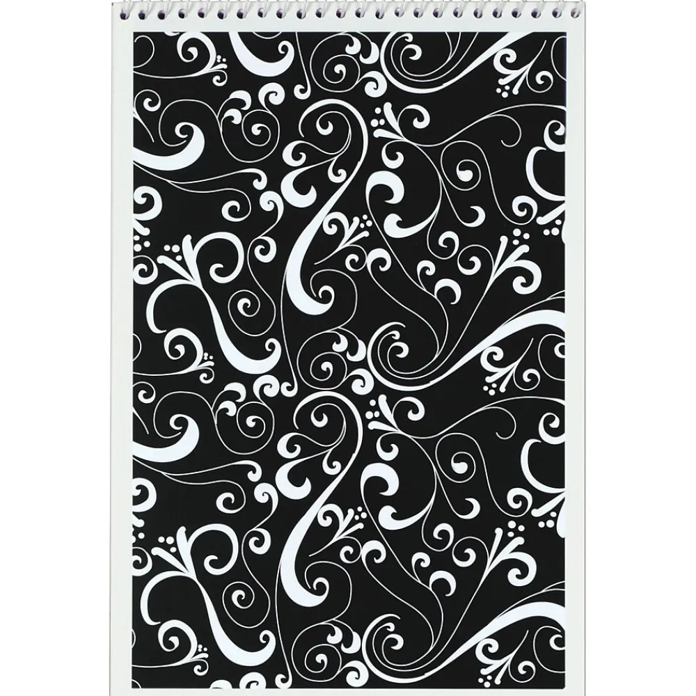 Notepads|TOPS Designer Steno Pads, 6" x 9", Gregg Ruled, Black/White, 80 Sheets/Pad, 6 Pads/Pack (80230)