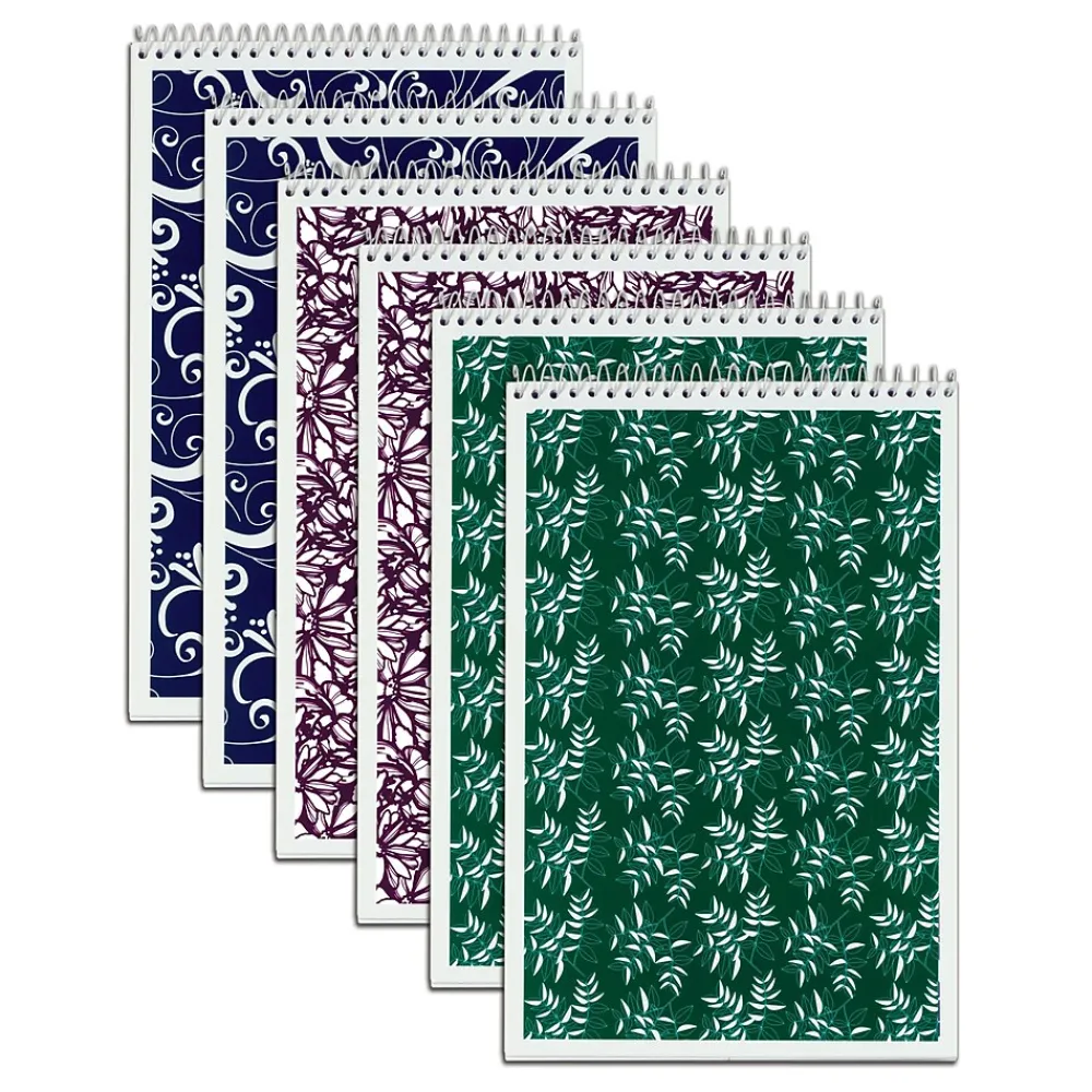 Notepads|TOPS Designer Steno Pads, 6" x 9", Gregg, Assorted Color Covers, 80 Sheets/Pad, 6 Pads/Pack (TOP 80229)
