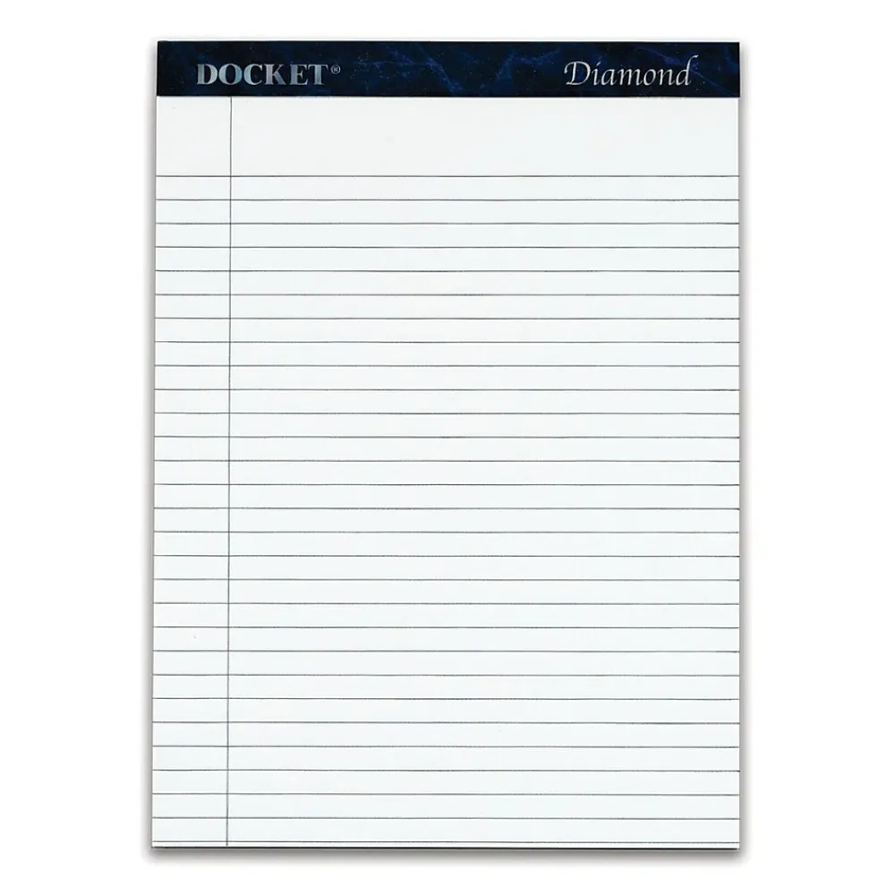Notepads|TOPS Docket Diamond Premium Stationery Tablets, 8-1/2" x 11-3/4", Legal Ruled, White, 50 Sheets/Pad, 2 Pads/Pack (63975)