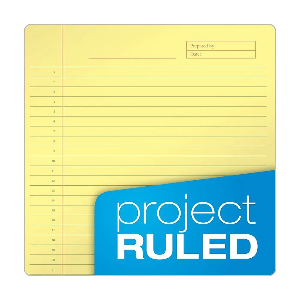 Notepads|TOPS Docket Gold Notepad, 8 1/2" x 11 3/4", Project Ruled, Canary, 70 Sheets/Pad (99703)
