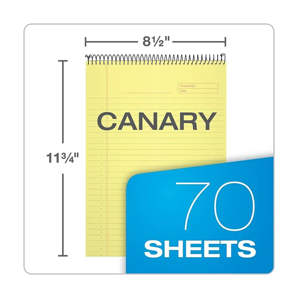 Notepads|TOPS Docket Gold Notepad, 8 1/2" x 11 3/4", Project Ruled, Canary, 70 Sheets/Pad (99703)