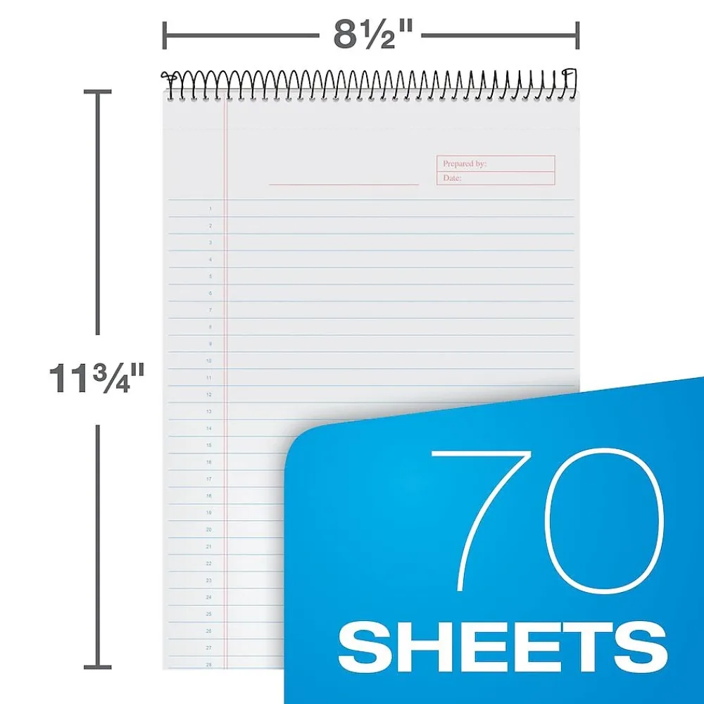 Notepads|TOPS Docket Gold Notepad, 8.5" x 11.75", Project Ruled, Maroon, 70 Sheets/Pad (63753)