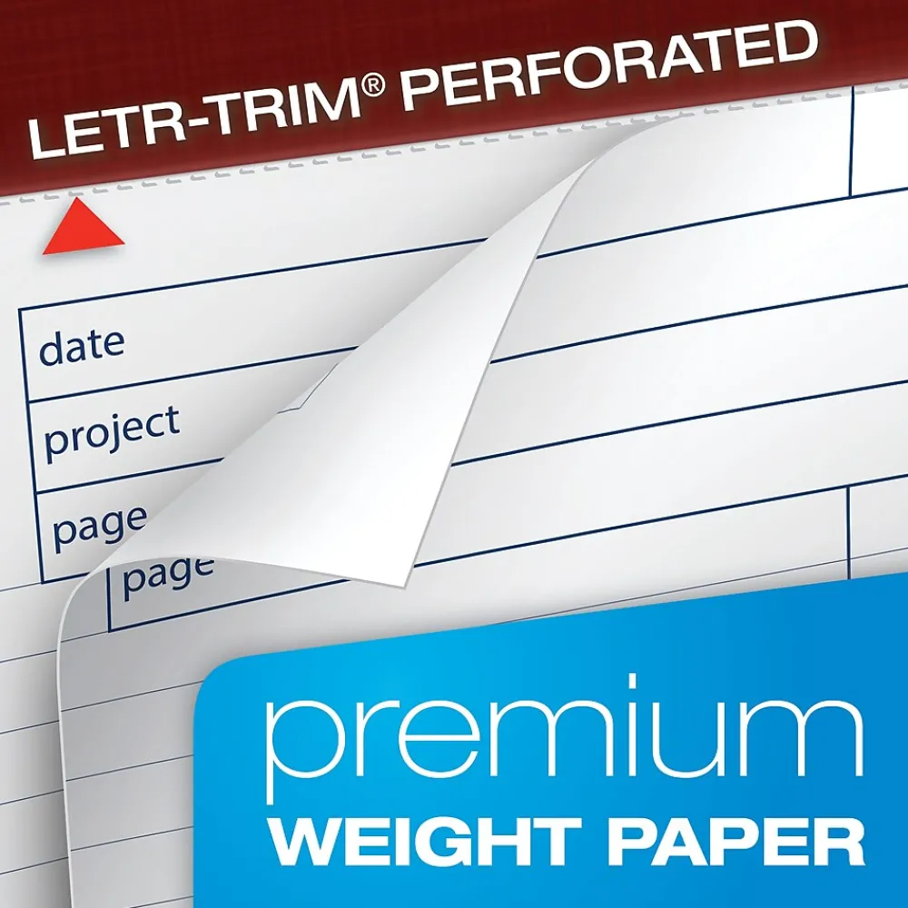 Notepads|TOPS Docket Gold Notepads, 8.5" x 11.75", Quad, White, 40 Sheets/Pad, 4 Pads/Pack (TOP 77102)