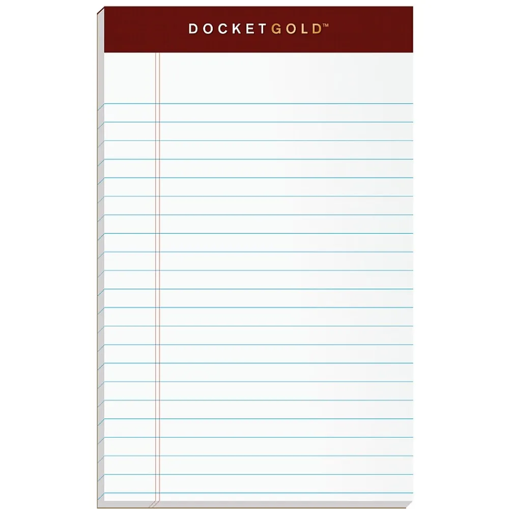 Notepads|TOPS Docket Gold Notepads, 5" x 8", White, 50 Sheets/Pad, 12 Pads/Pack (63910)