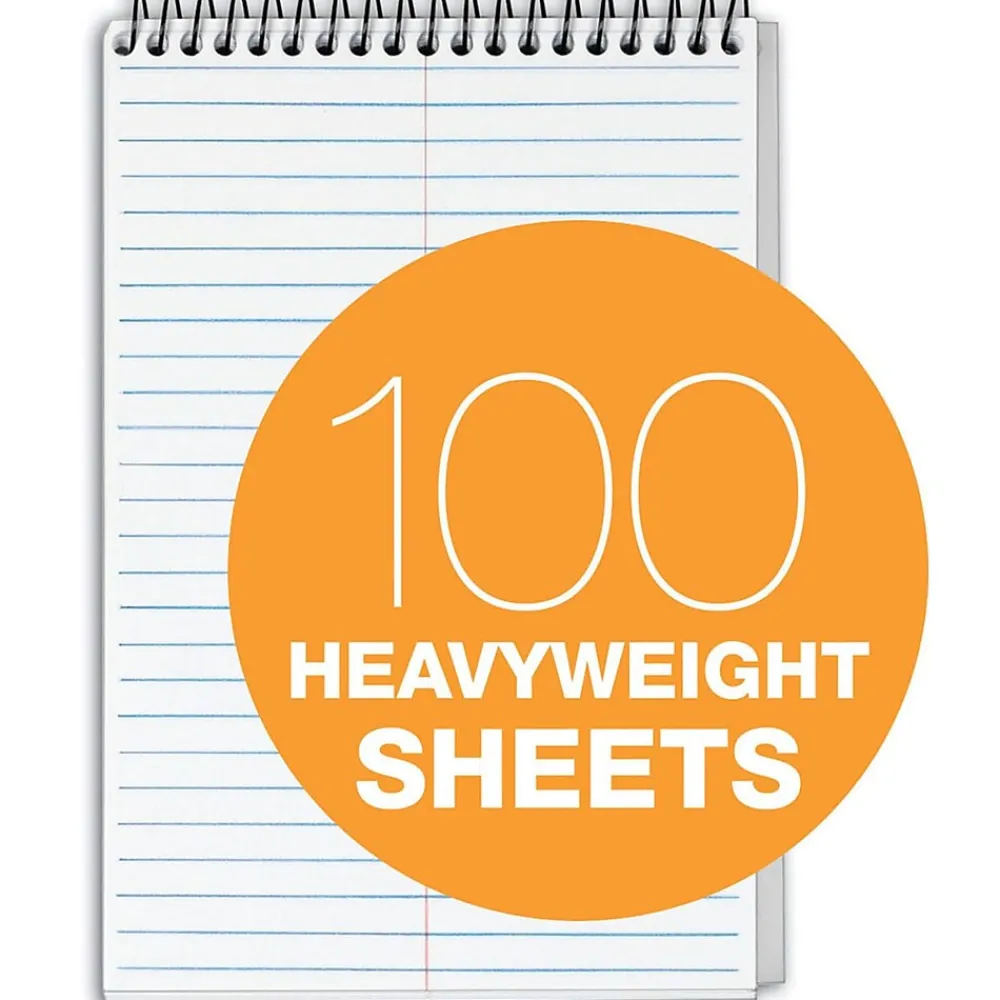 Notepads|TOPS Docket Gold Steno Pad, 6" x 9", Gregg Ruled, White, 100 Sheets/Pad (99708)