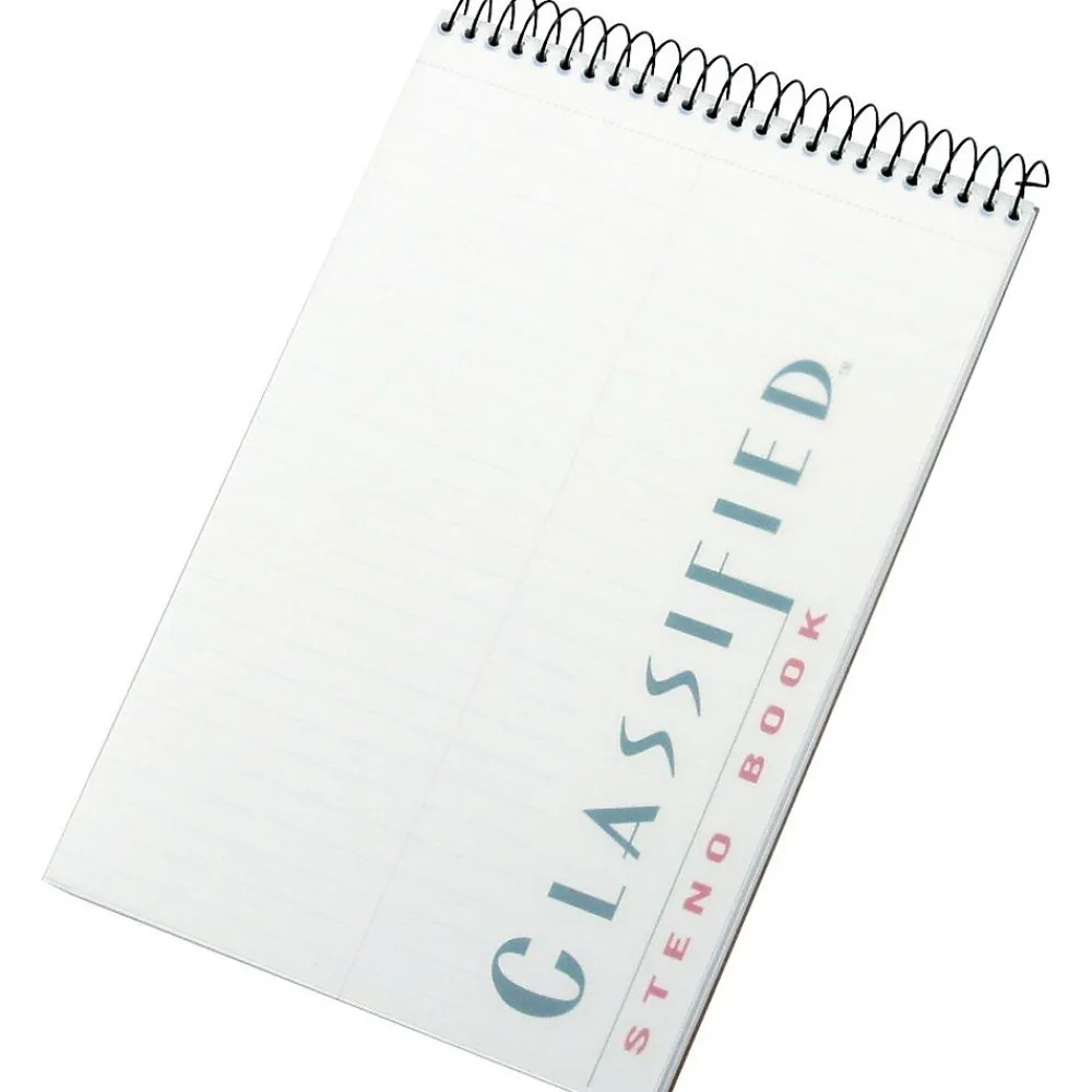 Notepads|TOPS Docket Gold Steno Pad, 6" x 9", Gregg Ruled, White, 100 Sheets/Pad (99708)