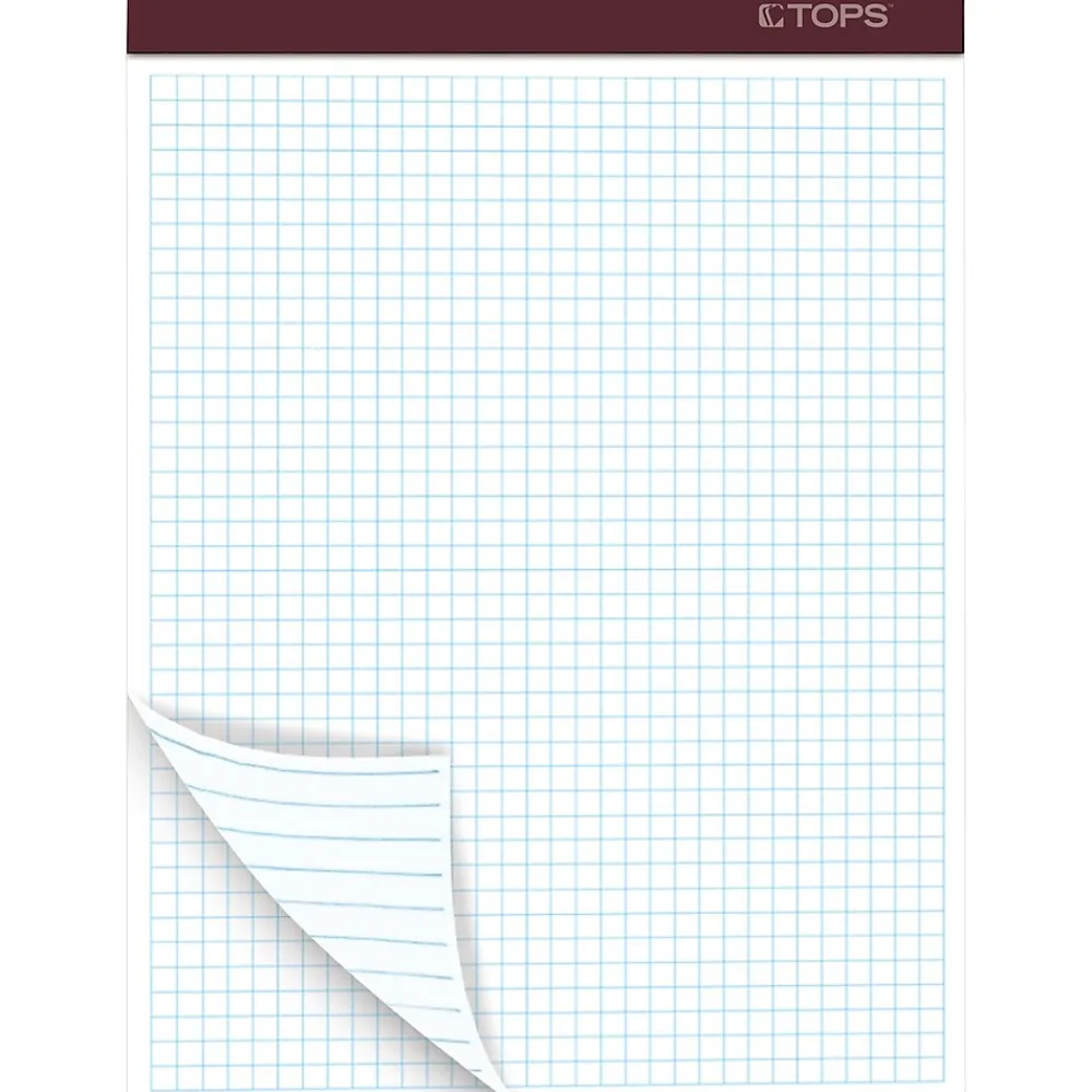 Notepads|TOPS Docket Notepad, 8.5" x 11.75", Graph Ruled, Burgundy (63752)