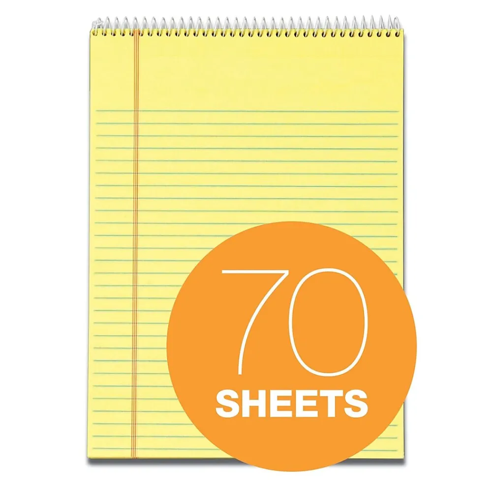 Notepads|TOPS Docket Notepad, 8.5" x 11.75", Wide Ruled, Canary, 70 Sheets/Pad (63621)