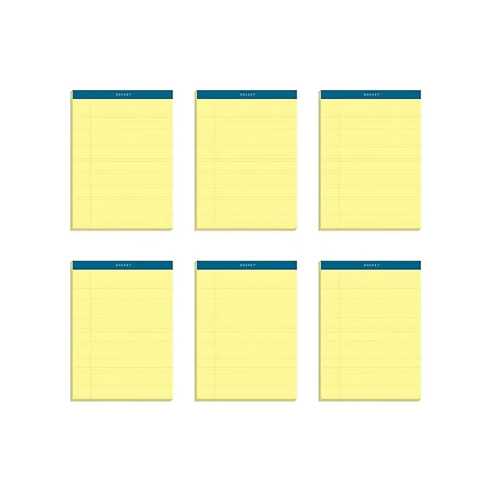 Notepads|TOPS Docket Notepads, 8.5" x 11.75", Narrow Ruled, Canary, 100 Sheets/Pad, 6 Pads/Pack (TOP 63376)