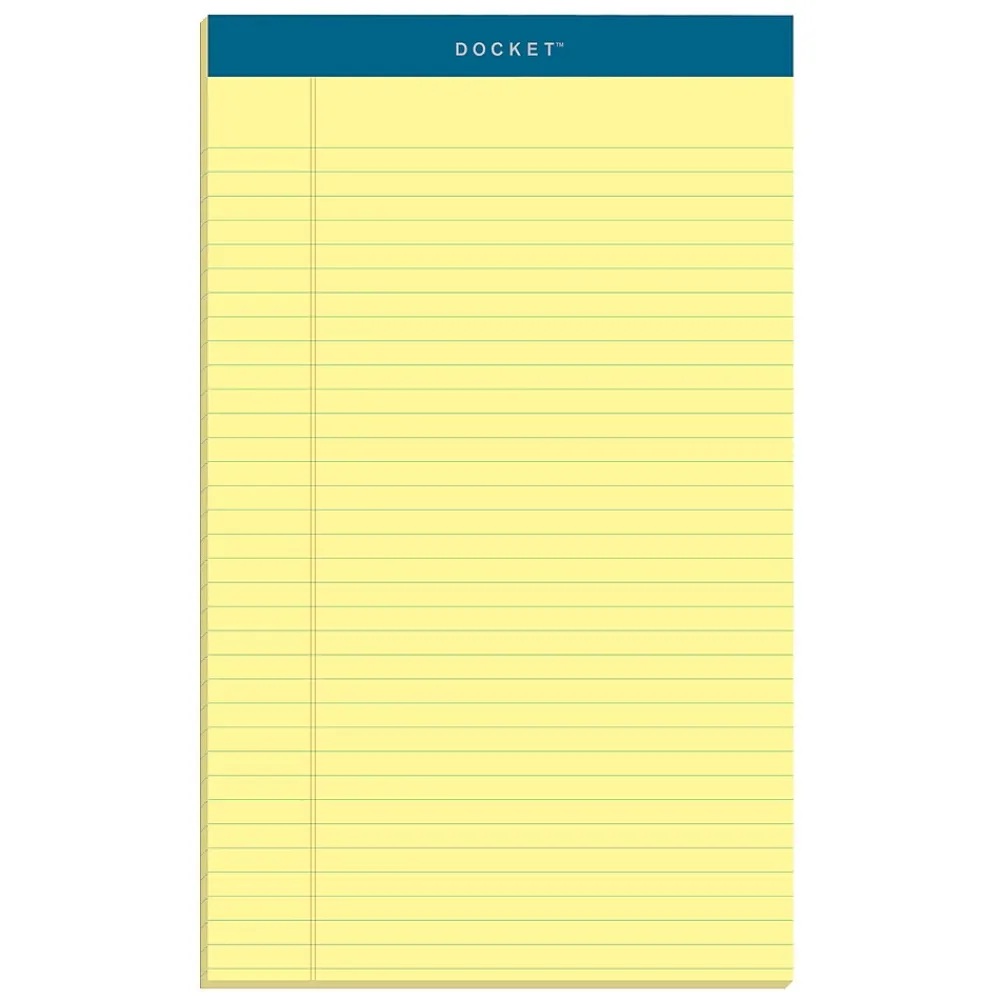 Notepads|TOPS Docket Notepads, 8.5" x 14", Wide, Canary, 50 Sheets/Pad, 12 Pads/Pack (TOP 63580)