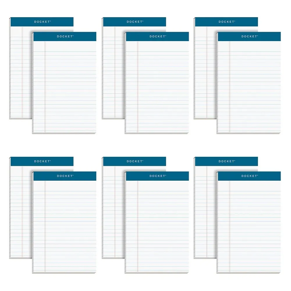 Notepads|TOPS Docket Notepads, 5" x 8", Narrow Ruled, White, 50 Sheets/Pad, 12 Pads/Pack (TOP 63360)