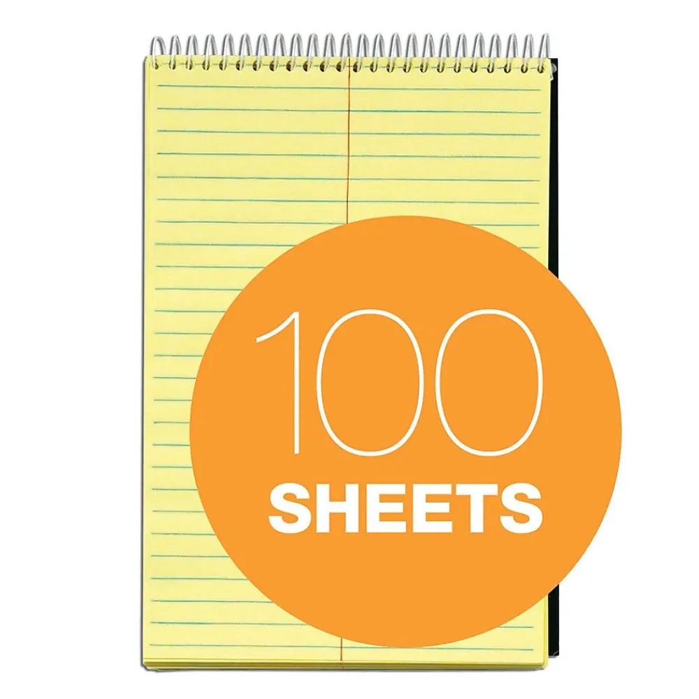 Notepads|TOPS Docket Steno Book, 6" x 9", Gregg Ruled, Canary, 100 Sheets/Pad (63851)