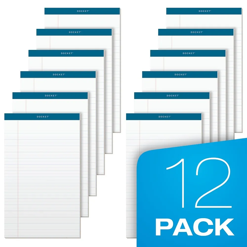 Notepads|TOPS Docket Writing Pads, 8-1/2" x 14", White, 50 Sheets/Pad, 12 Pads/Pack (63590)