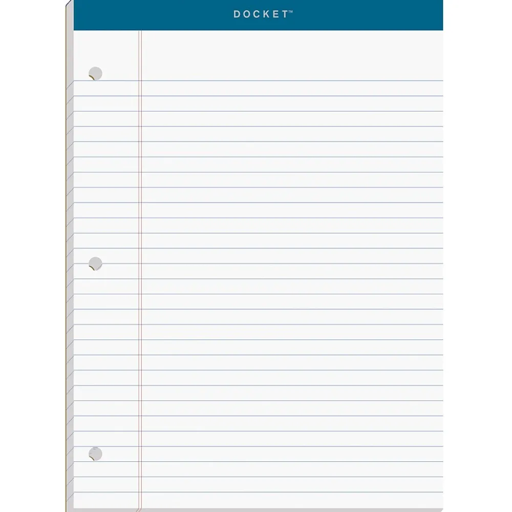 Notepads|TOPS Double Docket Writing Tablet, 8-1/2" x 11-3/4", Legal Ruled, White, 100 Sheets/Pad (63379)