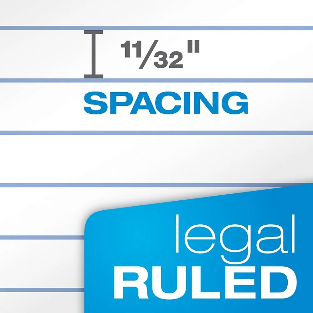 Notepads|TOPS Double Docket Writing Tablet, 8-1/2" x 11-3/4", Legal Ruled, White, 100 Sheets/Pad (63379)