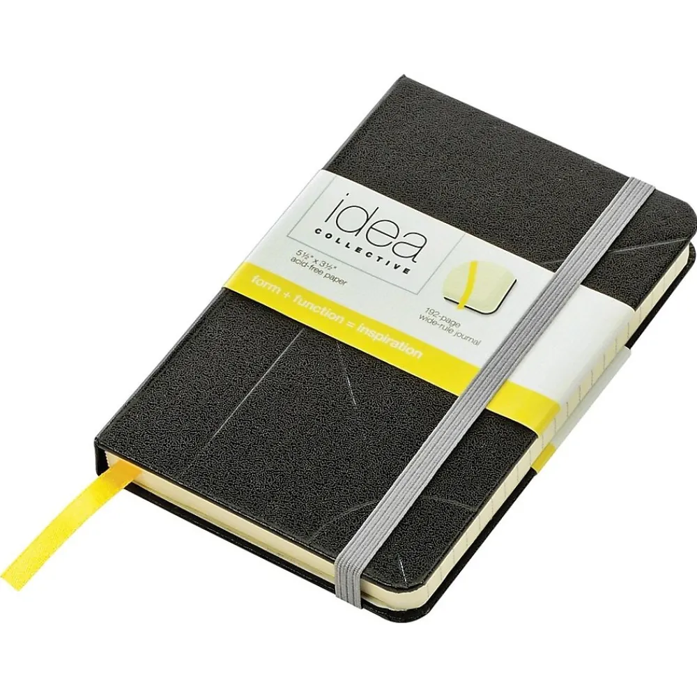 Journals|TOPS Idea Collective Pocket Hardcover Journal, 3.5" x 5.5", Wide Ruled, Black, 192 Pages (56874)