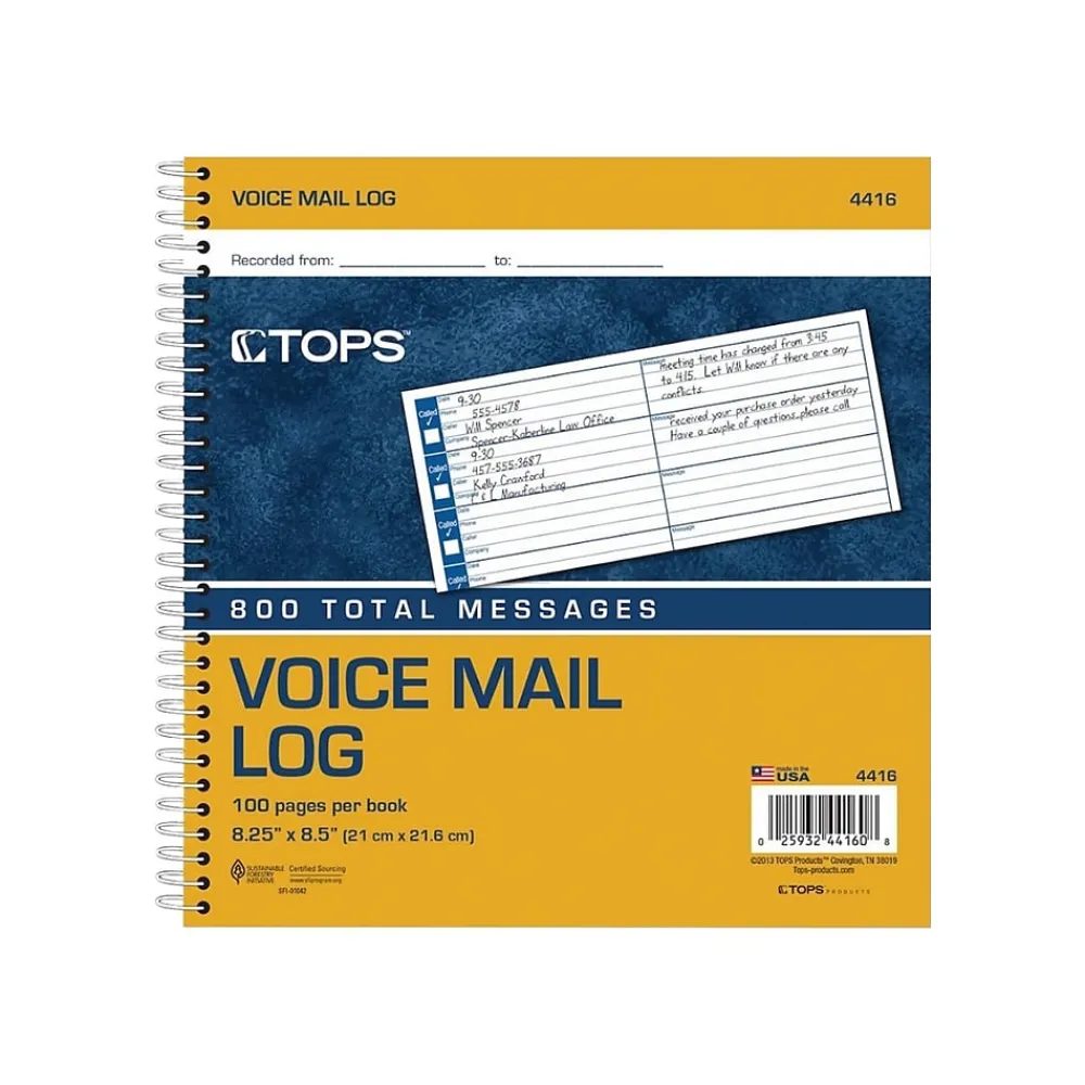 Notepads|TOPS Message Pad, 8.25" x 8.5", White, 50 Sheets/Pad (4416)