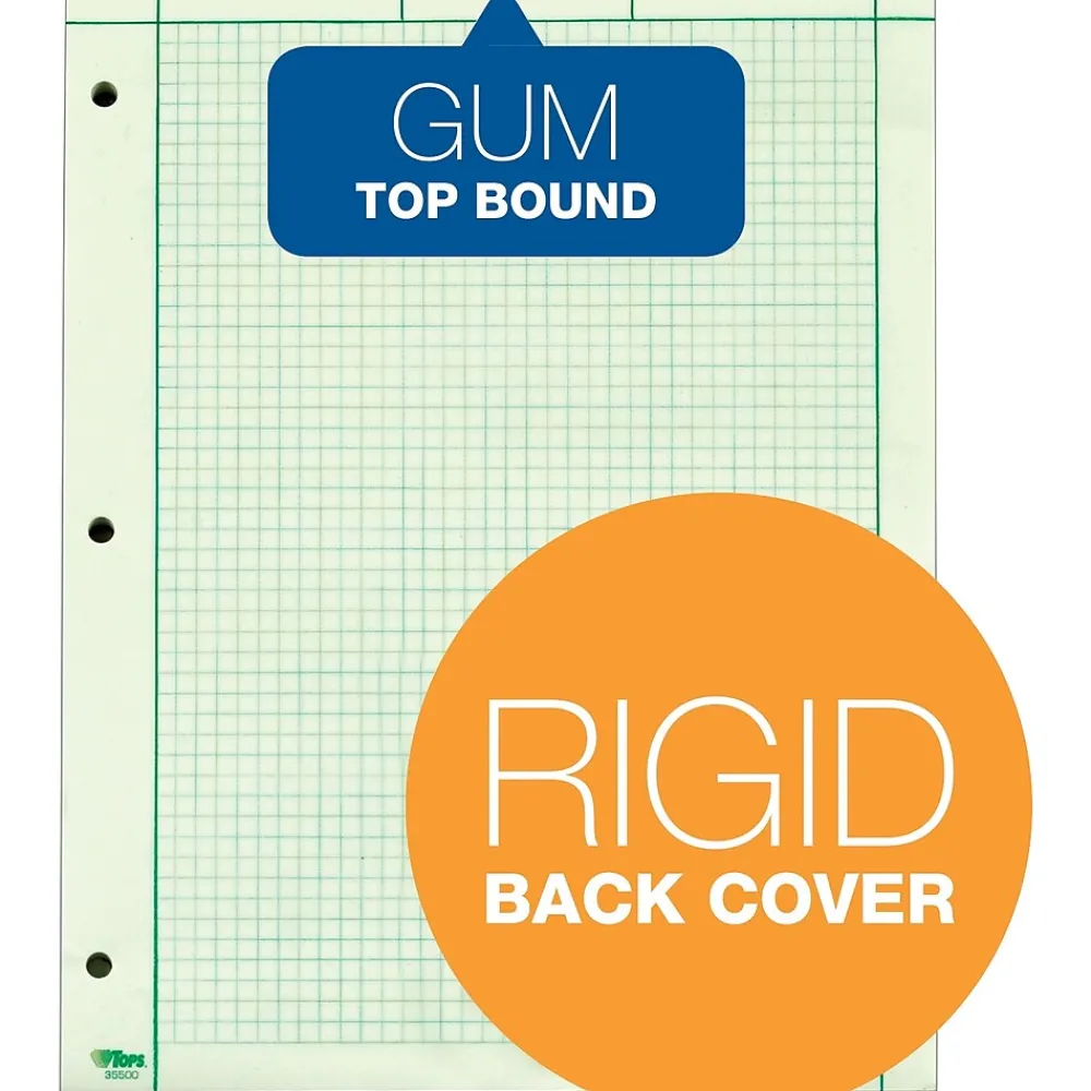 Notepads|TOPS Notepad, 8.5" x 11", Quad, Green, 200 Sheets/Pad (TOP 35502)