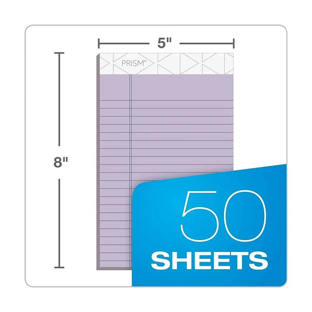 Notepads|TOPS Prism+ Legal Notepads, 5" x 8", Narrow Ruled, Orchid, 50 Sheets/Pad, 12 Pads/Pack (63040)