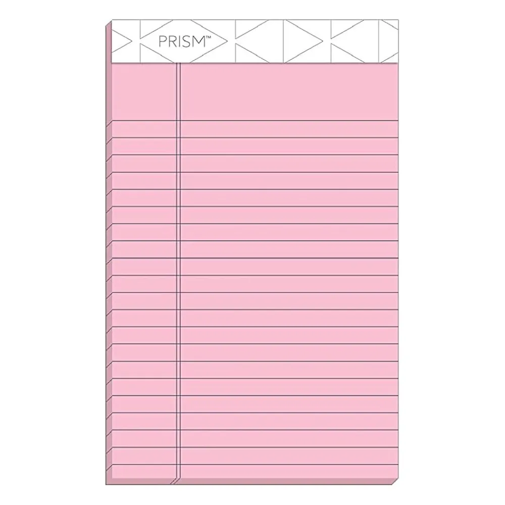 Notepads|TOPS Prism+ Legal Notepads, 5" x 8", Narrow Ruled, Pink, 50 Sheets/Pad, 12 Pads/Pack (63050)