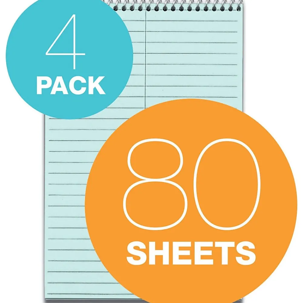 Notepads|TOPS Prism Steno Pads, 6" x 9", Gregg, Blue, 80 Sheets/Pad, 4 Pads/Pack (TOP 80284) Light Blue