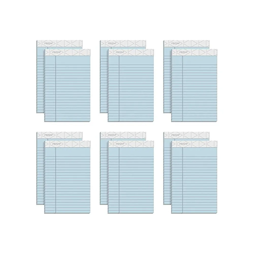 Notepads|TOPS Prism+ Writing Notepads, 5" x 8", Narrow Ruled, Blue, 50 Sheets/Pad, 12 Pads/Pack (63020)
