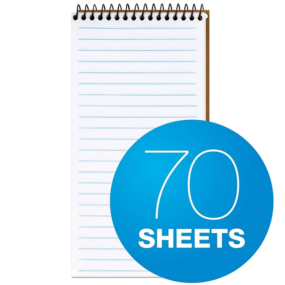 Notepads|TOPS Second Nature Reporter's Notebook, 4" x 8", Gregg Ruled, Assorted Colors, 70 Sheets/Pad (74130)
