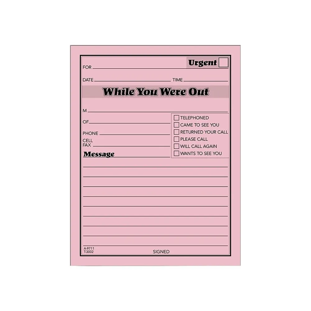Notepads|TOPS While You Were Out Message Pads, 4.25" x 5.5", Pink, 50 Sheets/Pad, 12 Pads/Pack (TOP 3002P)