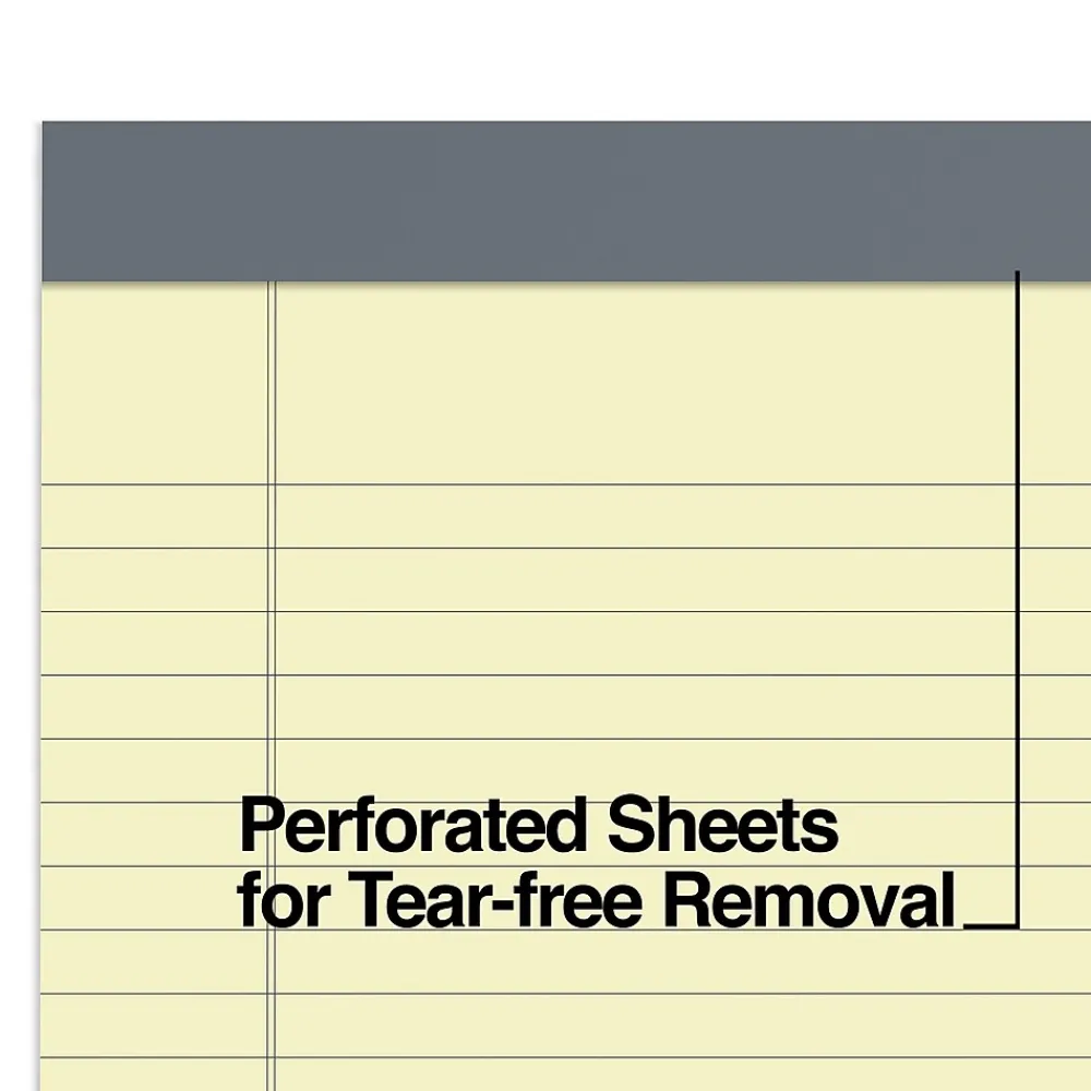 Notepads|TRU RED ™ Achieve Notepad, 8.5" x 11.75", Wide Ruled, Canary, 50 Sheets/Pad, 6 Pads/Pack (TR57364)