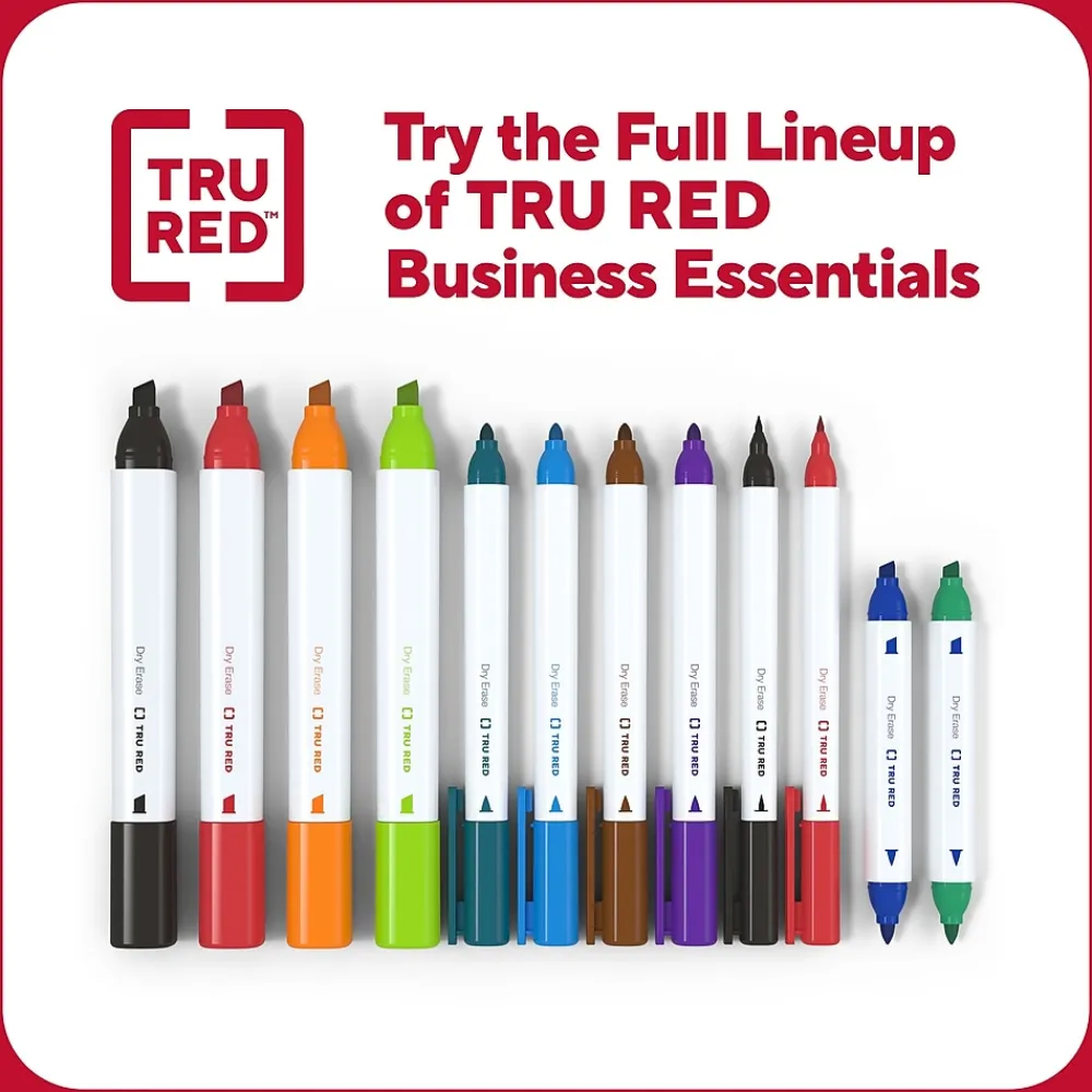 Markers|TRU RED ™ Dry Erase Kit, Chisel Tip, Assorted, 4/Pack (TR61742/TR56940)