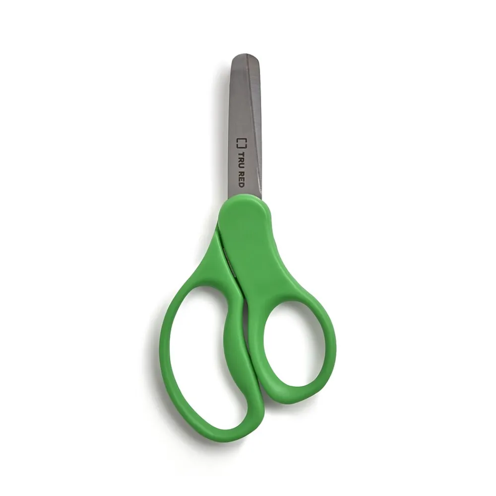 Scissors|TRU RED ™ Junior 5" Kids Blunt Tip Stainless Steel Scissors, Straight Handle, Right & Left Handed, 2/Pack (TR55055)