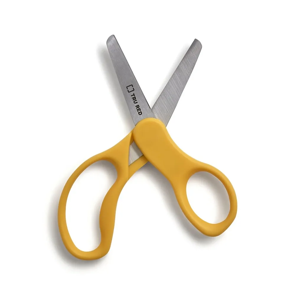 Scissors|TRU RED ™ Junior 5" Kids Blunt Tip Stainless Steel Scissors, Straight Handle, Right & Left Handed, 2/Pack (TR55055)