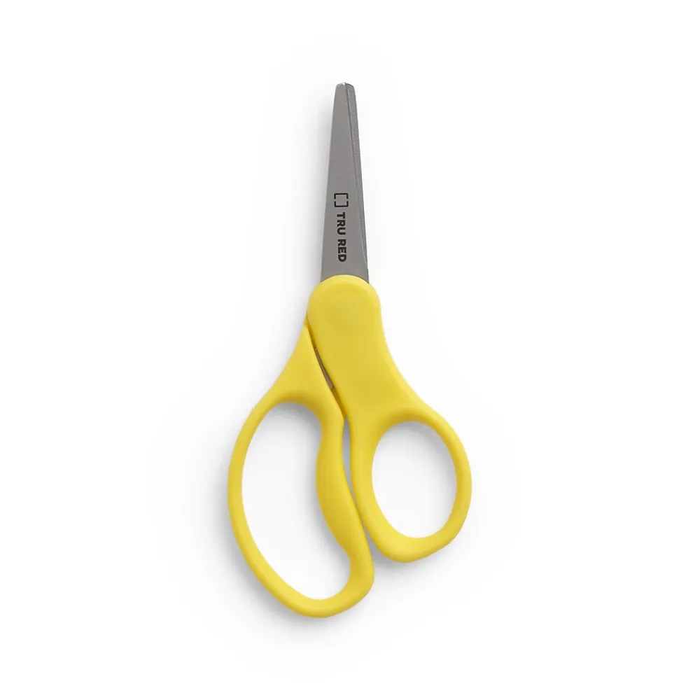 Scissors|TRU RED ™ Junior 5" Kids Pointed Tip Stainless Steel Scissors, Straight Handle, Right & Left Handed, 2/Pack (TR55053)