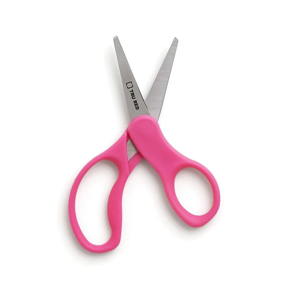 Scissors|TRU RED ™ Junior 5" Kids Pointed Tip Stainless Steel Scissors, Straight Handle, Right & Left Handed, 2/Pack (TR55053)