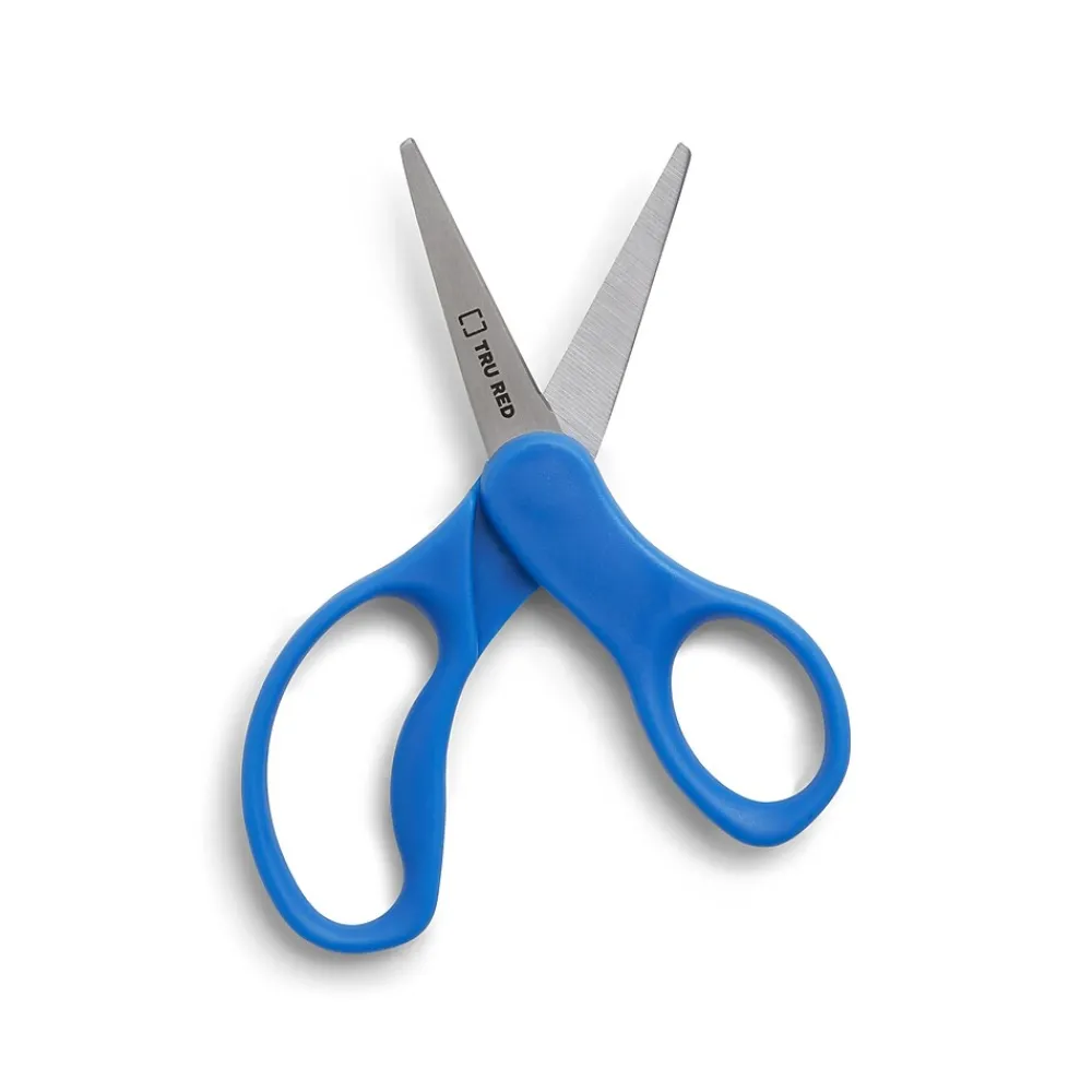Scissors|TRU RED ™ Junior 5" Kids Pointed Tip Stainless Steel Scissors, Straight Handle, Right & Left Handed, 2/Pack (TR55053)