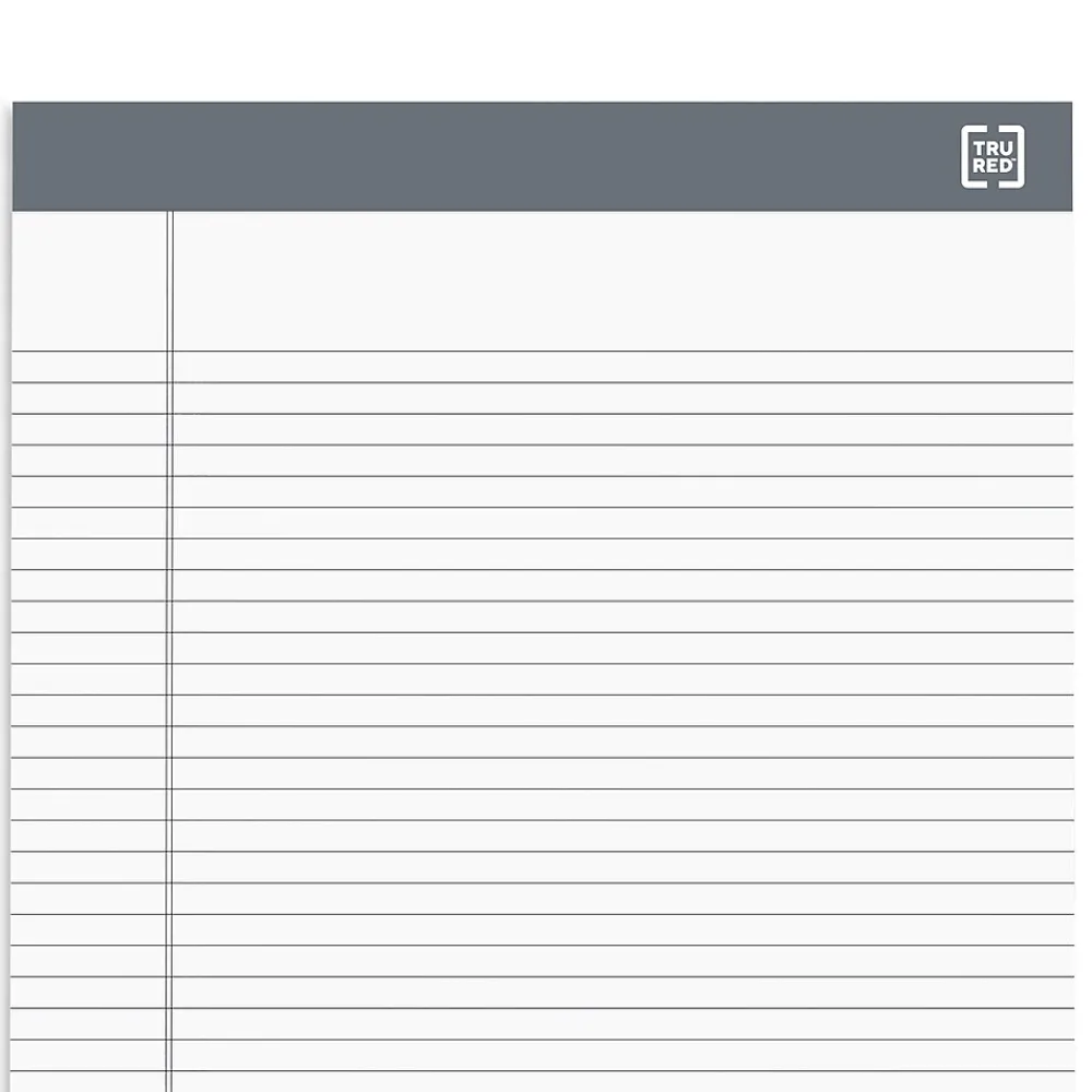 Notepads|TRU RED ™ Notepads 8.5" x 11.75", Narrow Ruled, White, 50 Sheets/Pad, 12 Pads/Pack (TR57369)