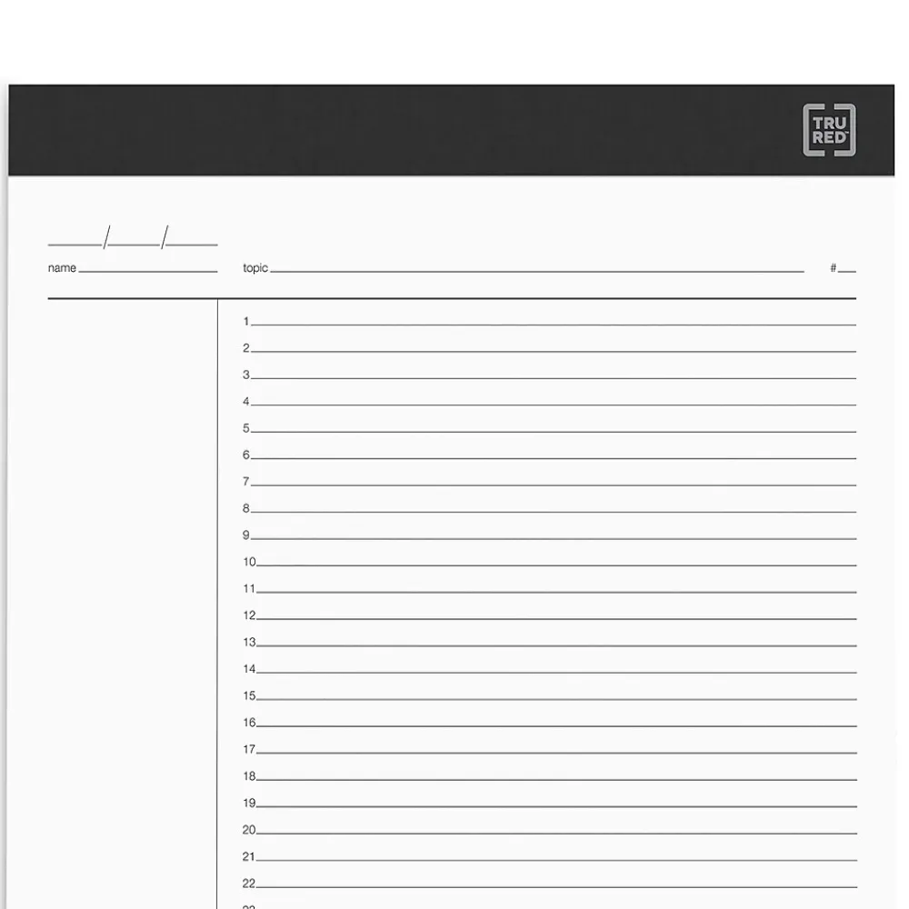 Notepads|TRU RED ™ Notepads, 8.5" x 11.75", Project Planner Format Ruled, White, 50 Sheets/Pad, 6 Pads/Pack (TR57379)