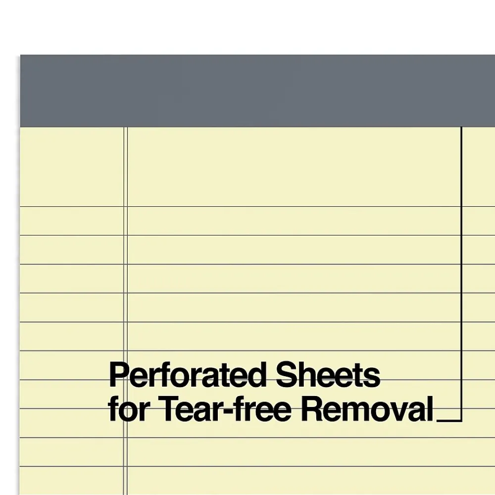 Notepads|TRU RED ™ Notepads, 8.5" x 14", Wide Ruled, , 50 Sheets/Pad, 12 Pads/Pack (TR57371) Canary