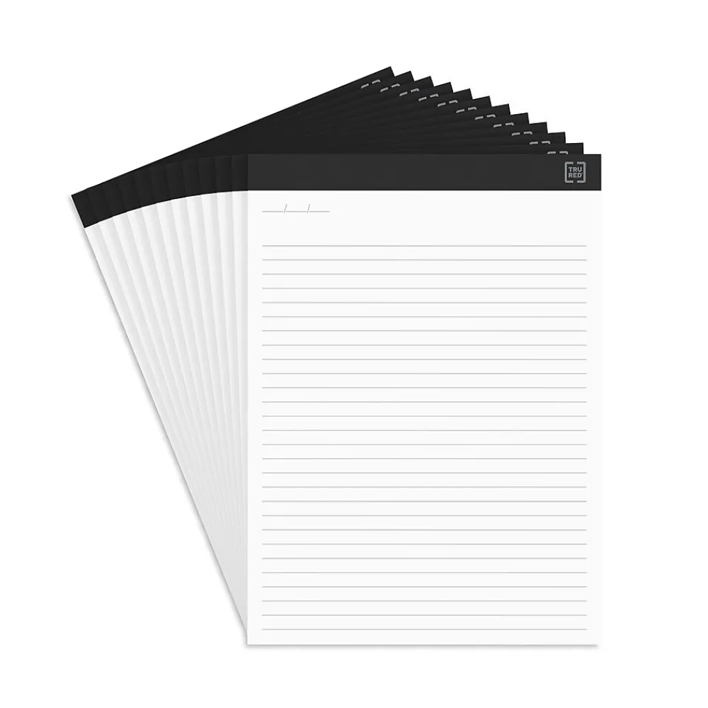 Notepads|TRU RED ™ Notepads, 8.5" x 11.75", Wide Ruled, , 50 Sheets/Pad, 12 Pads/Pack (TR57382) White