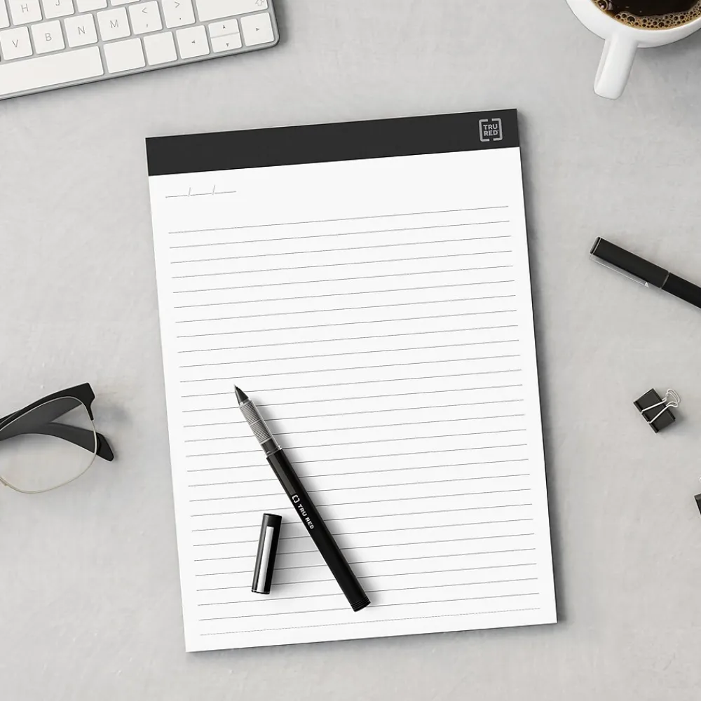 Notepads|TRU RED ™ Notepads, 8.5" x 11.75", Wide Ruled, , 50 Sheets/Pad, 12 Pads/Pack (TR57382) White