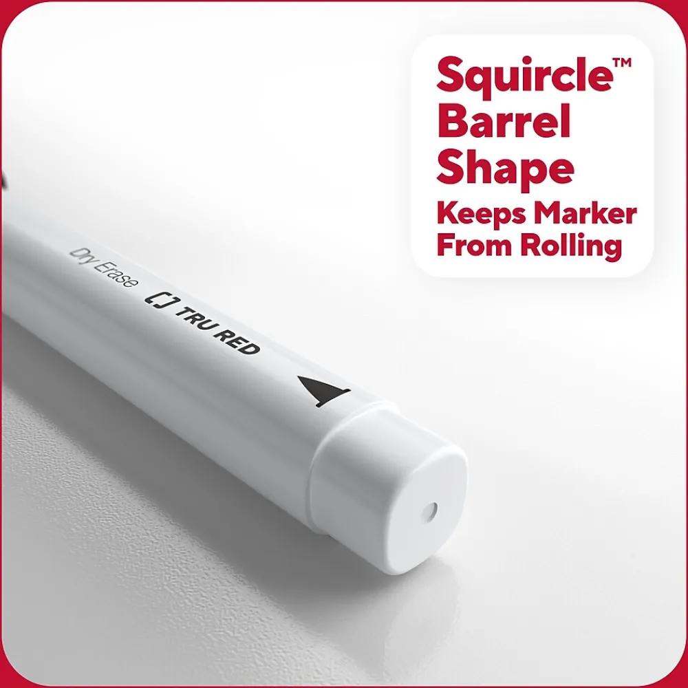 Markers|TRU RED ™ Pen Dry Erase Markers, Fine Tip, Black, 4/Pack (TR61460/TR54560)
