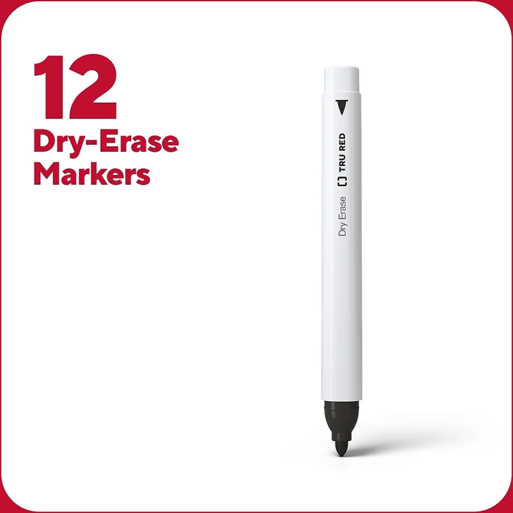 Markers|TRU RED ™ Pen Dry Erase Markers, Fine Tip, Assorted, 12/pack (TR61455)
