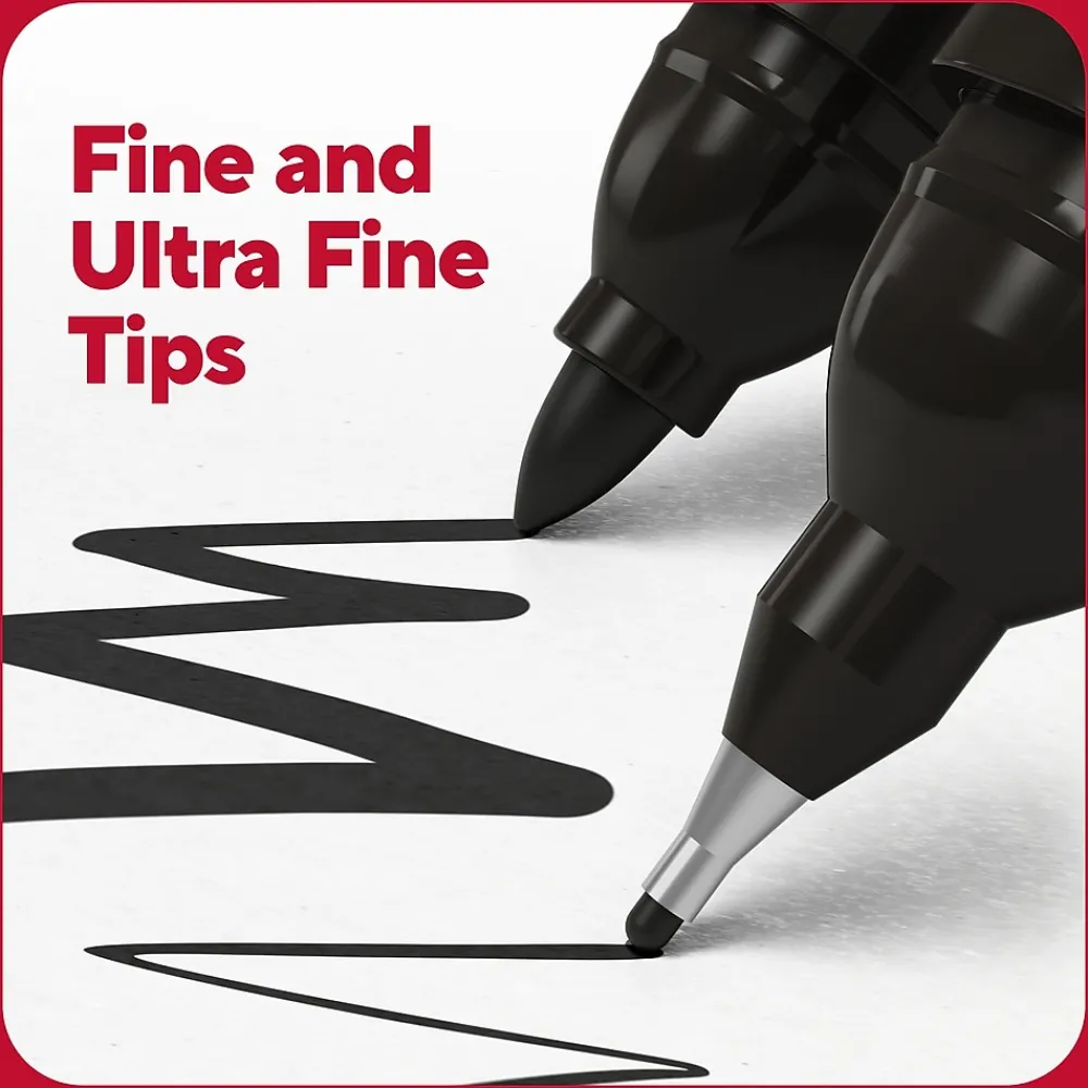 Markers|TRU RED ™ Pen Permanent Markers, Twin Tip, , 4/Pack (TR57829) Black