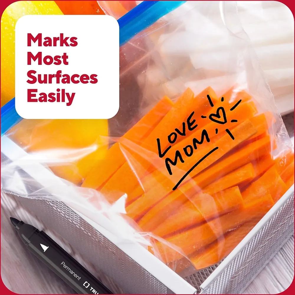 Markers|TRU RED ™ Pen Permanent Markers, Twin Tip, , 4/Pack (TR57829) Black